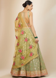 Prettiest Sequence Embroidered Pista Green Georgette Lehenga Choli