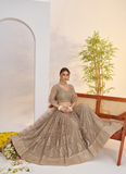 Prettiest Sequence Embroidered Cream Net Wedding Wear Lehenga Choli