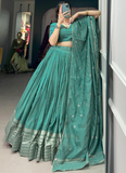 Pure Chanderi With Weaving Work See Green Traditional Lehenga Choli