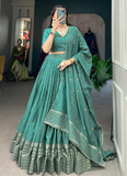 Pure Chanderi With Weaving Work See Green Traditional Lehenga Choli