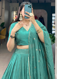 Pure Chanderi With Weaving Work See Green Traditional Lehenga Choli