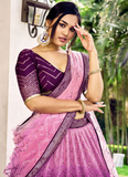 Purple Chinon Sequence Embroidered Work Indian Heavy Lehenga Choli