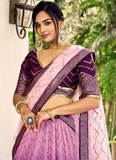 Purple Chinon Sequence Embroidered Work Indian Heavy Lehenga Choli