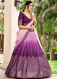 Purple Chinon Sequence Embroidered Work Indian Heavy Lehenga Choli