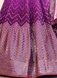 Purple Chinon Sequence Embroidered Work Indian Heavy Lehenga Choli