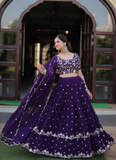 Purple Georgette Sequence Work Lehenga Choli For Wedding