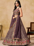 Purple Georgette Zari Sequence Embroidery Work Beautiful Lehenga Choli