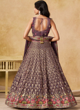 Purple Georgette Zari Sequence Embroidery Work Beautiful Lehenga Choli