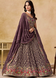 Purple Georgette Zari Sequence Embroidery Work Beautiful Lehenga Choli