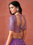 Purple Party Wear Zari Work Georgette Lehenga Choli With Dupatta