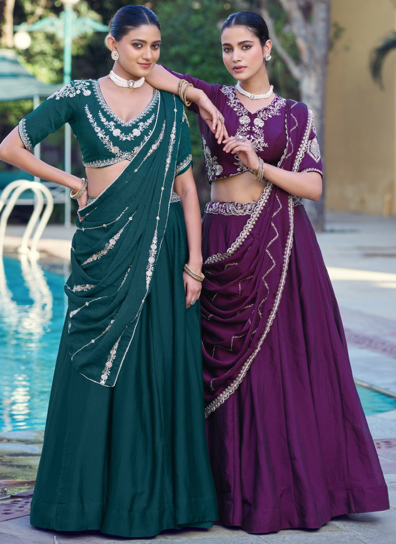 Purple Rangoli Crush Embroidered Festive Lehenga Choli With Dupatta