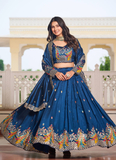 Purple Zari Embroidered Wedding Wear Vichitra Silk Lehenga Choli
