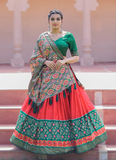 Rajasthani Look Red Color Foil Print Dola Silk Lehenga Choli