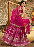 Rani Pink Zari Sequence Embroidered Silk Lehenga Choli With Dupatta