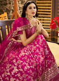 Rani Pink Zari Sequence Embroidered Silk Lehenga Choli With Dupatta