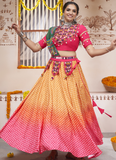 Rayon Yellow Shaded Bandhani Printed Navratri Lehenga Choli