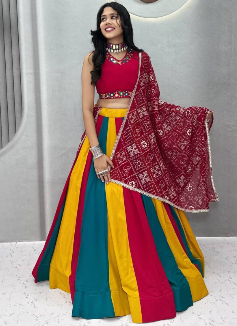 Readymade Navratri Special Multicolor Cotton Mirror Work Lehenga Choli