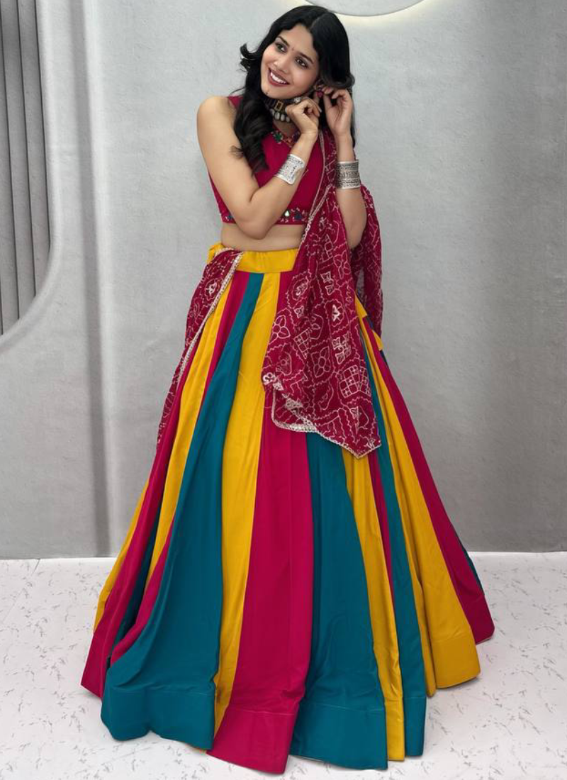 Readymade Navratri Special Multicolor Cotton Mirror Work Lehenga Choli