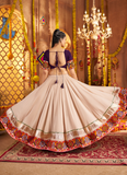Real Mirror Embroidered Viscose Rayon Beige Chaniya Choli For Navratri