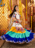 Real Mirror Gamthi Work Viscose Cotton Multi Color Traditional Lehenga