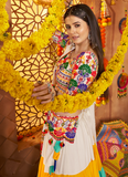 Real Mirror Gamthi Work Viscose Cotton Multi Color Traditional Lehenga