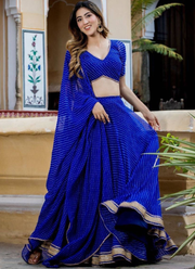 Royal Blue Leheriya Print Gota Patti Border Georgette Lehenga