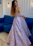 Satin Silk Multi Thread Work Light Purple Lehenga Choli With Dupatta