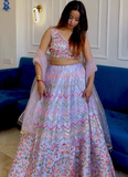 Satin Silk Multi Thread Work Light Purple Lehenga Choli With Dupatta