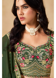 Sequence Embroidered Georgette Green Mehendi Function Lehenga Choli