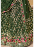 Sequence Embroidered Georgette Green Mehendi Function Lehenga Choli