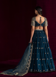 Sequence Embroidered Teal Blue Japan Satin Lehenga Choli With Dupatta