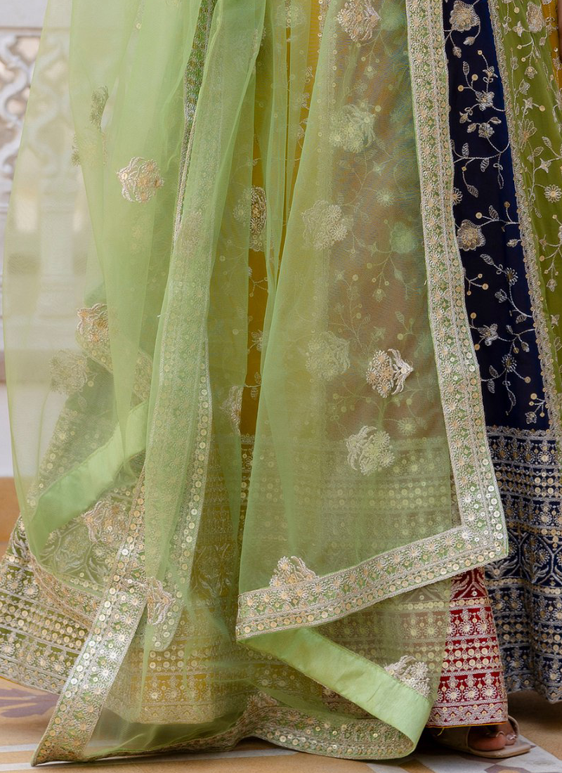 Sequence Embroidery Multi Color Georgette Wedding Wear Lehenga Choli
