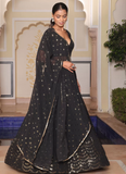 Sequence Embroidery Work Black Party Wear Georgette Lehenga Choli
