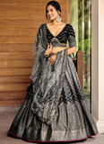 Sequence Embroidery Work Black Shaded Chinon Silk Lehenga Choli