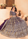 Sequence Heavy Embroidered Purple Net Lehenga Choli For Women