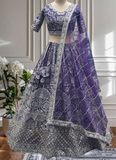 Sequence Heavy Embroidered Purple Net Lehenga Choli For Women