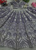 Sequence Heavy Embroidered Purple Net Lehenga Choli For Women