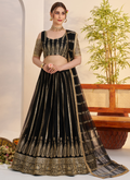 Sequence Heavy Embroidered Reception Wear Net Black Lehenga Choli