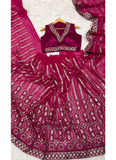 Sequence Work Designer Reception Wear Georgette Pink Saree With Blouse