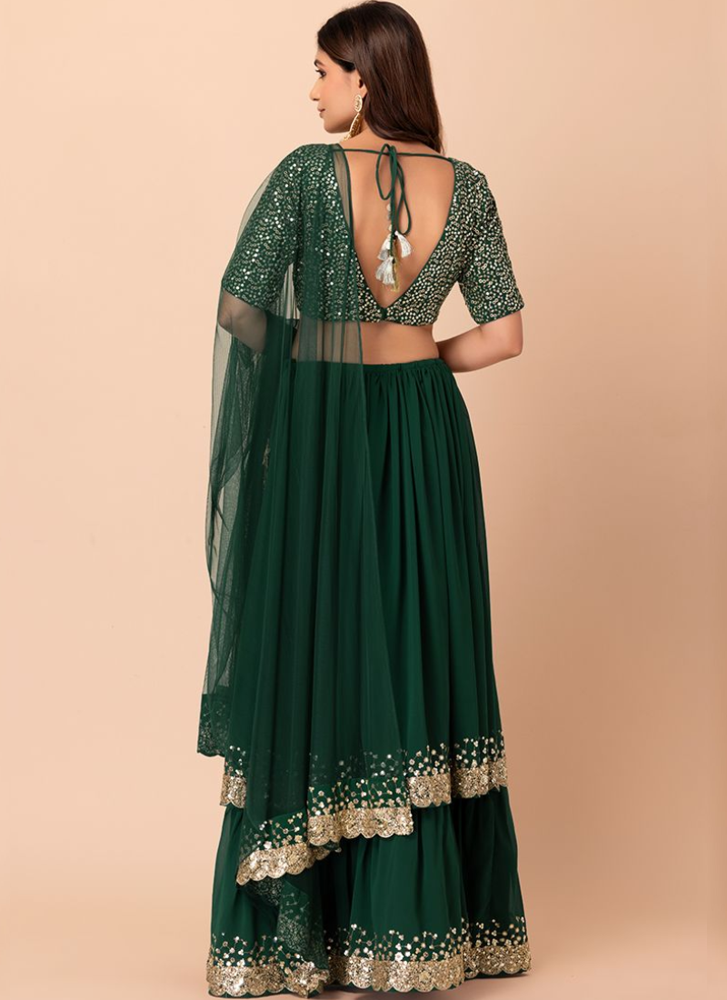 Sequence Work Georgette Green Mehendi Function Wear Lehenga Choli tapee.in Sequence Work Georgette Green Mehendi Function Wear Lehenga Choli tapee.in