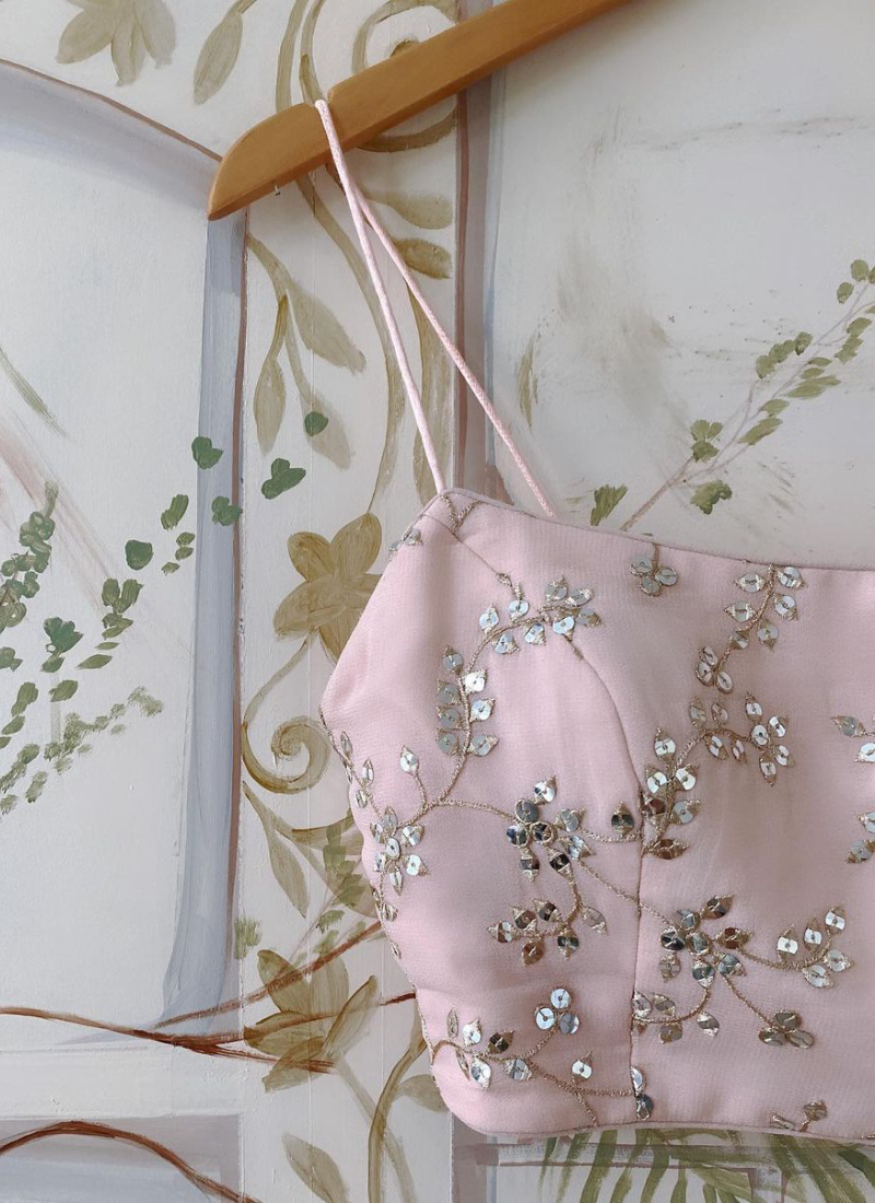 Sequence Work Georgette Light Pink Reception Wear Lehenga Choli