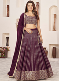 Sequence Work Georgette Party Wear Wine Lehenga Choli Set