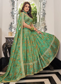 Sequence Work Sea Green Organza Lehenga Choli For Sangeet