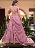 Sequence Zari Embroidered Silk Pink Lehenga Choli For Reception