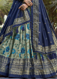 Silk Kalamkari Printed Sage Green Wedding Lehenga Choli With Dupatta