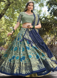 Silk Kalamkari Printed Sage Green Wedding Lehenga Choli With Dupatta