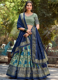 Silk Kalamkari Printed Sage Green Wedding Lehenga Choli With Dupatta