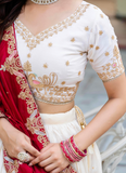 Spectacular Silk Sequence Embroidery Work Beige Lehenga Choli Set