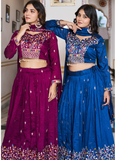 Spectacular Vichitra Silk Hand Work Wine Wedding Wear Lehenga Choli
