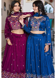 Spectacular Vichitra Silk Hand Work Wine Wedding Wear Lehenga Choli